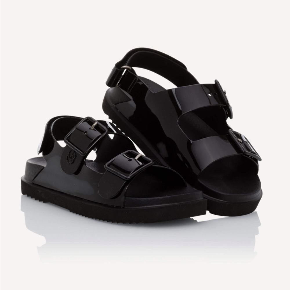 Gucci Isla Black Rubber Slingback Sandals | Mini Double G | Size EU 39